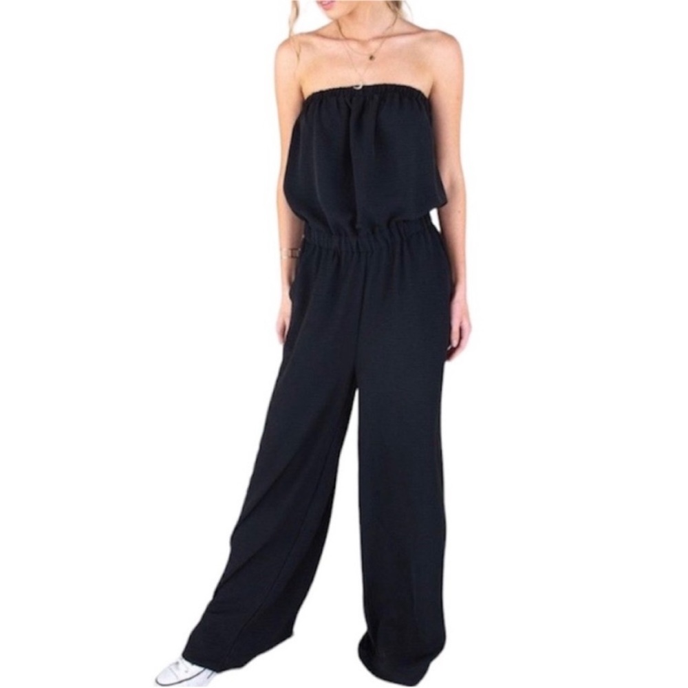 12 PM BY MON AMI tube top jumpsuit L black